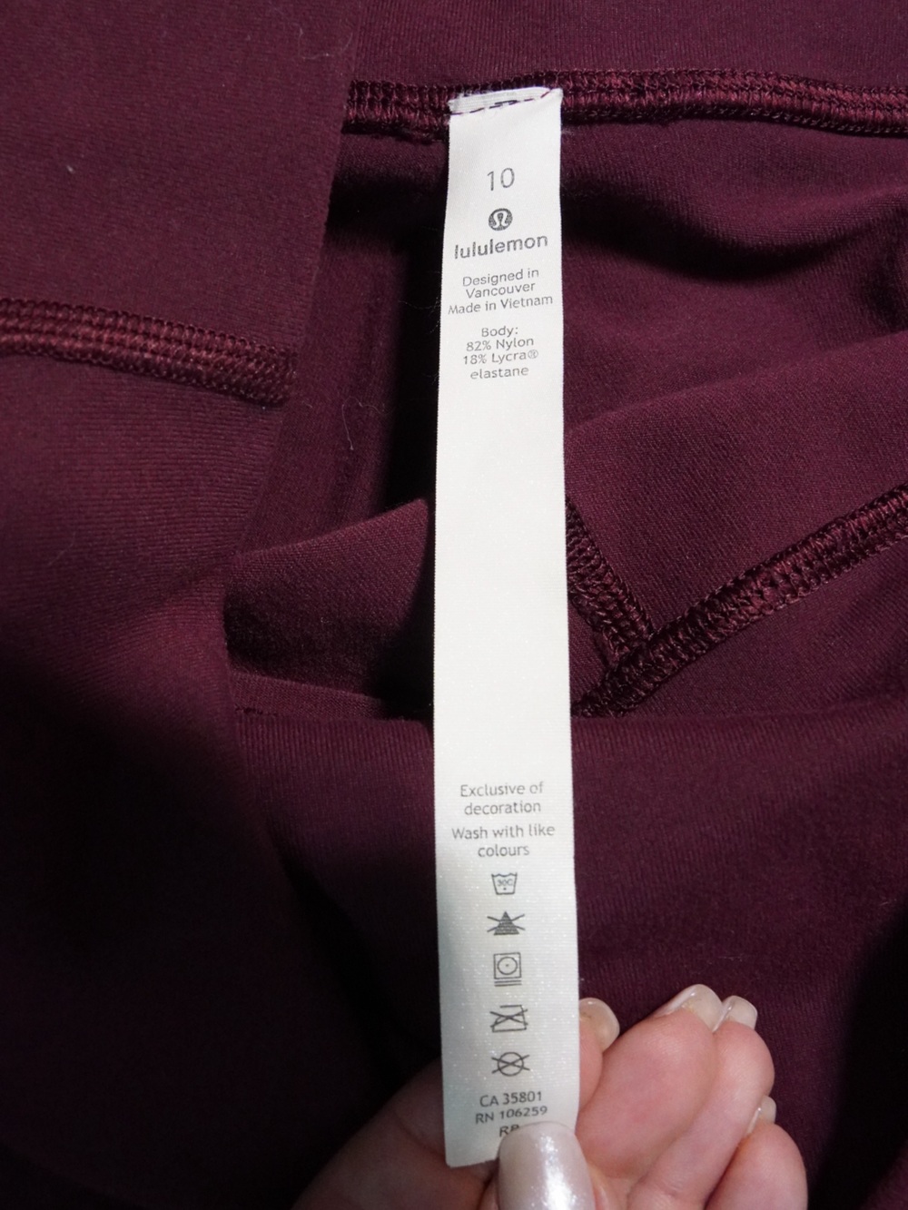 Lululemon Deep Burgundy Performance Leggings Size 10 - Picture 5 of 8
